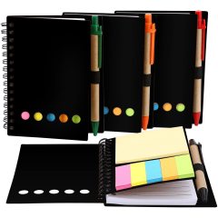 4 Packs Spiral Notebook Lined Notepad with Pen in Holder and Sticky Notes